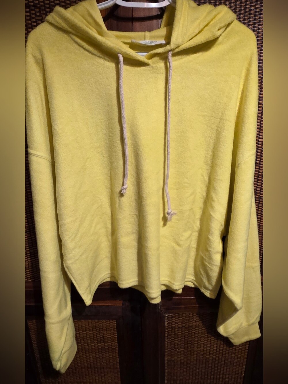 Double Zero Womens Hoodie S/M/L Overzied Lime Yellow Hooded Sweater New In Poly